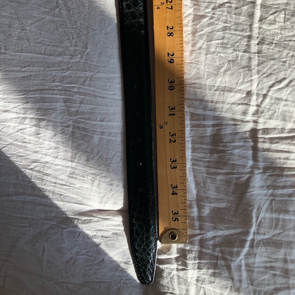 Vintage 90s Kleinberg Sherrill American Black exoticAlligator Gold Buckle Belt M - Picture 9 of 11
